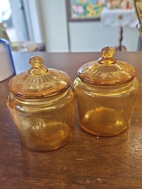 Amber Glass Pantry Jars with Lids - Set of 2